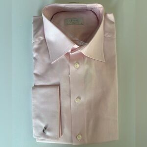 Eton Pink Dress Shirt with Crisp Collar and Long Sleeves